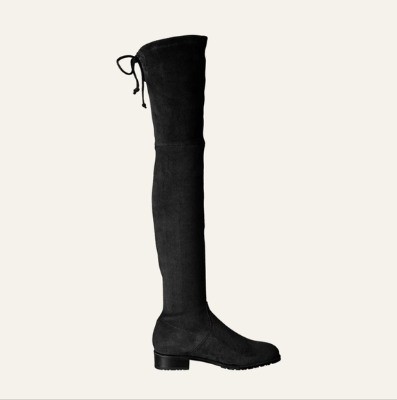 Kaitlyn Pan Paisley Slim Fit Over The Knee Flat Heel Boots Black Suede - Picture 2 of 14